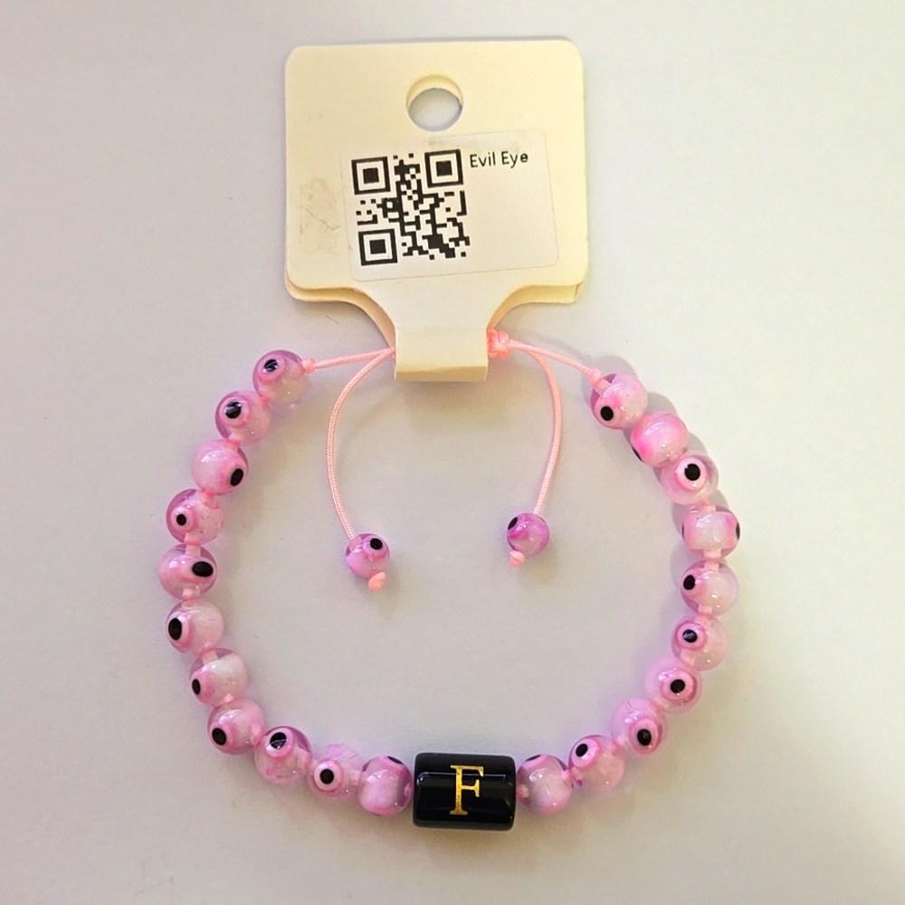 Evil Eye Gem Stone Bracelet Letter F